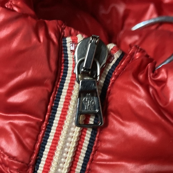 Moncler Red Glossy Puffer Jacket with Hood - Picture 12 of 14